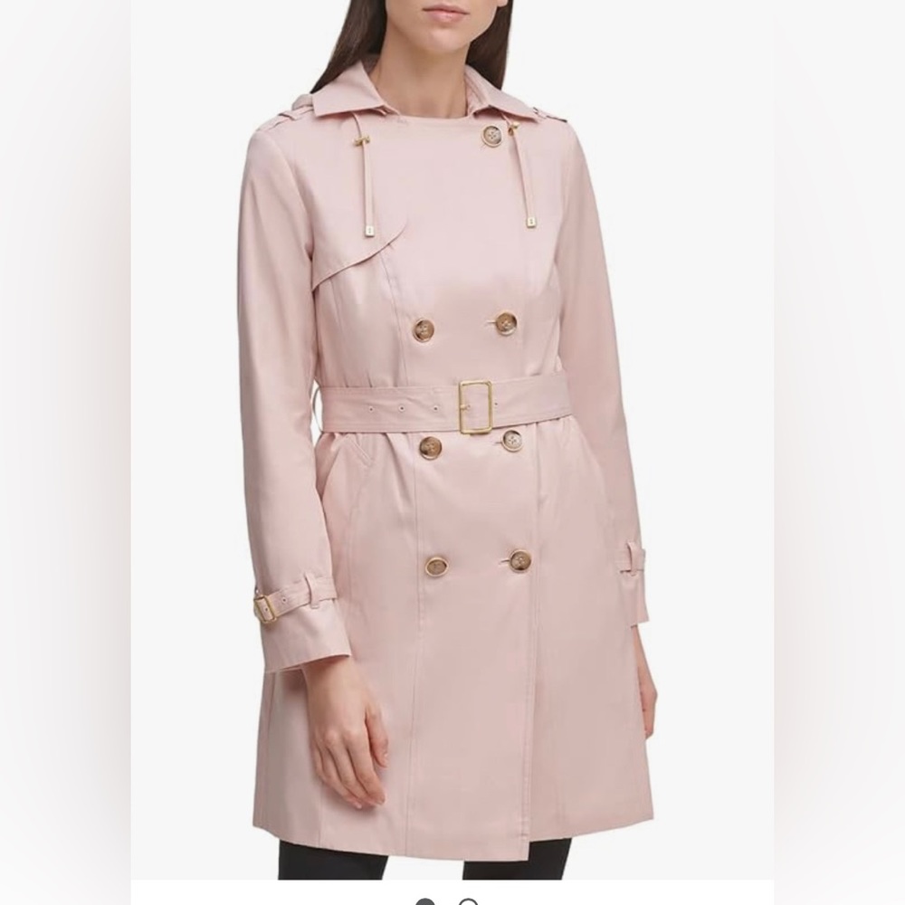 NWT COLE HAAN LAMBSKIN RAINCOAT (color NUDE) L